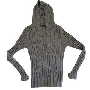 Grey Rue21 Pull Over Y2K Sweater with Hood
